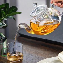 Cam Demlik Bitki Çayı Demliği Cam Süzgeçli 600ML
