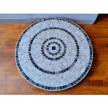 Ada Stili Mozaik Sehpa / Bej-Kahverengi Renkli Taş Sehpa / Taş Sehpa / Metal Ayaklı Sehpa / Zigon / Yan Sehpa / Sehpa