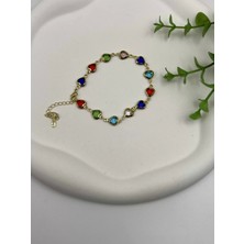 Kristal Renkli Taşlı Bileklik (Kalp) 17CM + 5cm