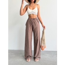 Kadın Keten Bol Kesim Palazzo Pantolon