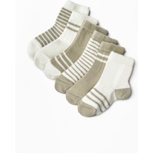 Unisex Bebek Pamuklu  Çizgili 5'li Çorap Seti - Yumuşak Konfor