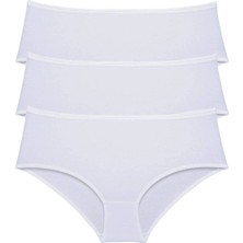 3 Adet Kadın Yüksek Bel Bato Külot Beyaz