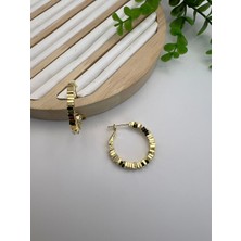 925S Lazer Kesim Boncuklu Halka Küpe 3cm