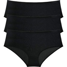 3 Adet Kadın Yüksek Bel Bato Külot Siyah