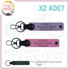 Motor Severe Özel Armağan, Isim Plaka ve A Rh (-) Kan Grubu Yazılı  X2' Li Anahtarlık, Mor-Pembe-Ysl
