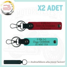 Hız Aşıkları Için, Isim Plaka ve 0 Rh (+) Kan Grubu, X2 Anahtarlık Armağan Set, Kırmızı-Turkuaz-Laci