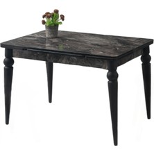 Arda Siyah Mermer Desen Yanlardan Açılır 120X80 Masa (Açılımış Ölçüsü 180X80)