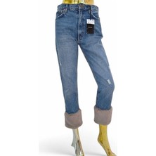 Zara  S / 36 PELUŞ KÜRK DETAYLI PAÇA  Bermuda Denim Kot Pantolon Jean KAPRİ