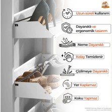 Mobilya Pratik Kilitli 4'lü Metal Ayakkabılık - Beyaz