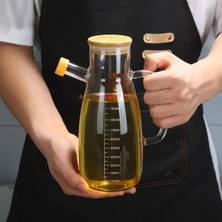 Bambu Kapaklı Vakumlu 2'li Set Cam Yağlık Sirkelik Bambu Altlık