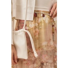 Çan Tül Etek Floral Desen Yağ Yeşili