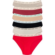 6 Adet Pamuklu Esnek Kadın Slip Bikini Külot Geniş Lastikli Baskılı