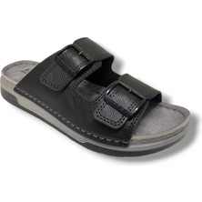 Enova M253-0202-25 Deri Anatomik Soft Çift Bant Erkek Terlik