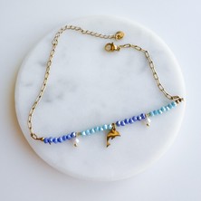 Çelik Murano Balık Boncuk Halhal