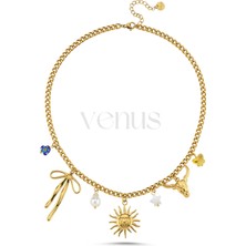 Çelik Güneş Charm Kolye