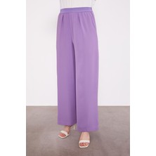 Lila Bol Paça Beli Lastik Pantolon