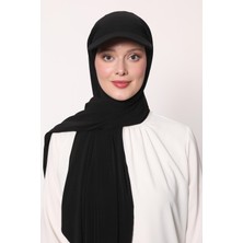 Siyah Pratik Şapkalı Şal