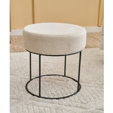 Favora Moon Steel Ayaklı Puf - Krem