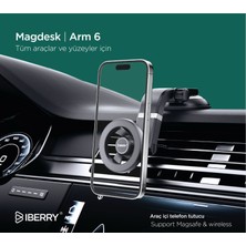 Iberry Maglock Arm 6 Vantuzlu Magsafe Araç Içi Telefon Tutucu