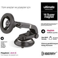 Iberry Maglock Arm 6 Vantuzlu Magsafe Araç Içi Telefon Tutucu