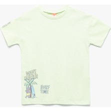 Koton Baskılı Kısa Kollu Bisiklet Yaka Pamuklu Tişört