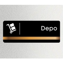 Ofis Departman Kapı Isimliği, Yönlendirme Levhası - Depo - 26X10CM Antrasit - Bronz