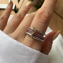 Venüs Design Çelik 3lü Taşlı Yüzük