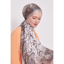 Lêvi D'or Açık Vizon Karma Çiçek Hint İpeği Şal