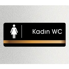 Ofis Departman Kapı Isimliği, Yönlendirme Levhası - Kadın  Wc - 26X10CM Antrasit - Bronz