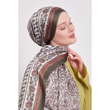 Yeşil Mini Çiçek Hint Ipeği Şal