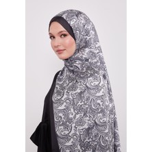 Lêvi D'or Siyah - Beyaz Pastel Ton Hint İpeği Şal