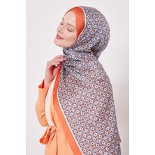 Oranj Kare Desen Hint Ipeği Şal