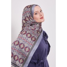 Gümüş Yansıma Desen Hint Ipeği Şal