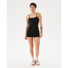 Ayma Active Kadın Siyah Recycled Active Tulum - Geri Dönüştürülmüş Polyester, Çapraz Askılı, Göğüs Pedli, Spor ve Günlük Aktiviteler İçin Rahat ve Esnek Tulum