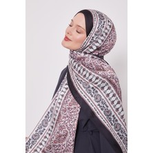 Lêvi D'or Siyah - Beyaz Mini Çiçek Hint İpeği Şal