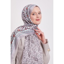 Gümüş Mini Çiçek Hint Ipeği Şal