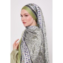 Fıstık Yeşili Mini Çiçek Hint Ipeği Şal