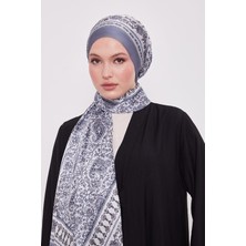 Gri Mini Çiçek Hint Ipeği Şal