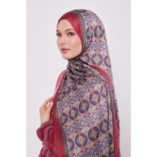 Kırmızı Yansıma Desen Hint Ipeği Şal