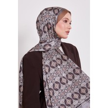 Lêvi D'or Açık Kahve Yansıma Desen Hint İpeği Şal