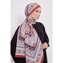 Turuncu Kenar Benek Desen Hint Ipeği Şal