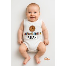 Babaannesinin Aslanı Yazılı  Pamuklu Ribana Çıtçıtlı Zıbın Body 6-36 Ay Unisex Bebek Tulum