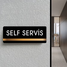 Ofis Departman Kapı Isimliği, Yönlendirme Levhası - Self Servis - 26X10CM Antrasit - Bronz