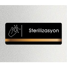 Ofis Departman Kapı Isimliği, Yönlendirme Levhası - Sterilizasyon - 26X10CM Antrasit - Bronz