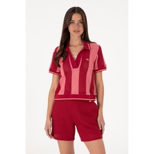 U.S. Polo Assn. Kadın Vişne Polo Yaka Tişört 50300791-VR223