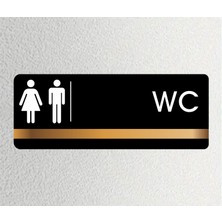 Ofis Departman Kapı Isimliği, Yönlendirme Levhası - Wc - 26X10CM Antrasit - Bronz