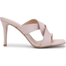 Tamer Tanca Kadın Hakiki Deri Pudra Topuklu Terlik 1132 1318 Bn Trlk Y25 Pudra Pembe