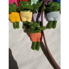 Kurbağa Amigurumi Çanta Charmı, Sarılan Kurbağa Çanta Süsü