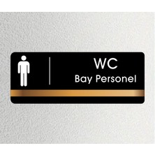 Ofis Departman Kapı Isimliği, Yönlendirme Levhası - Wc Bay Personel - 26X10CM Antrasit - Bronz