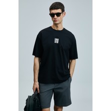 Lufian Helıx Modern Grafik T- Shirt Siyah